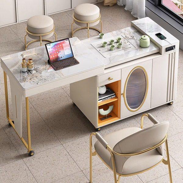 岩板餐桌 可伸缩 意式轻奢简约岛台餐桌家用奶油风餐桌岛台一体,住宅家具,岛台,淘宝优惠券,粉丝福利购,淘宝优惠卷