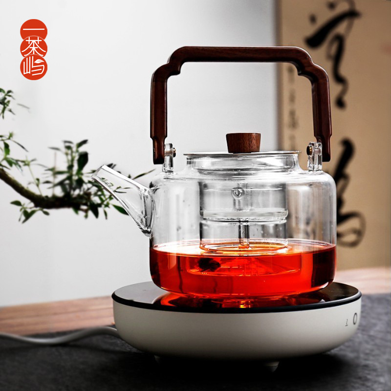 批发1.3L大容量玻璃煮茶壶电陶炉专用蒸茶器耐高温提梁烧水壶套装