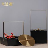 收纳古典客厅新中式 玄关盒提样板房黑色家居饰品铁艺现代摆件软装