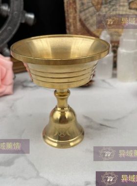 五芒星三相月纯铜烛台 香台 一台多用 杯蜡茶蜡高脚烛台