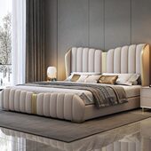 板双人软包定制单买现代小户型主卧床时尚 实木 床头靠背轻奢新款