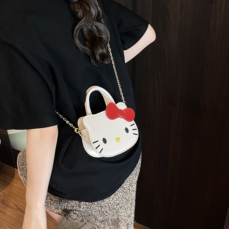 女宝宝出游可爱百搭n卡通喵咪手提包包女童世行简约大气手提单肩