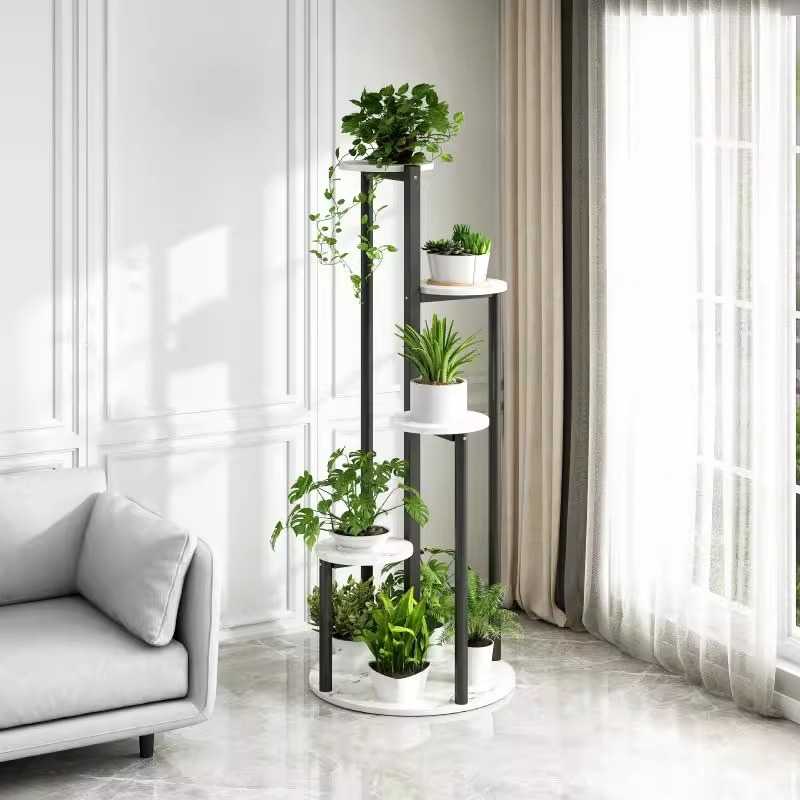 花架子客厅落地式奶油风室内多层铁艺花架展示架阳台花盆架置物架