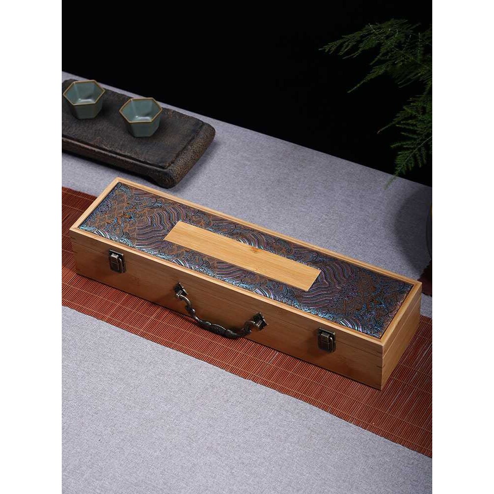 字画包装盒书法礼品盒卷轴盒子收纳筒收藏空盒长方形竹木锦盒