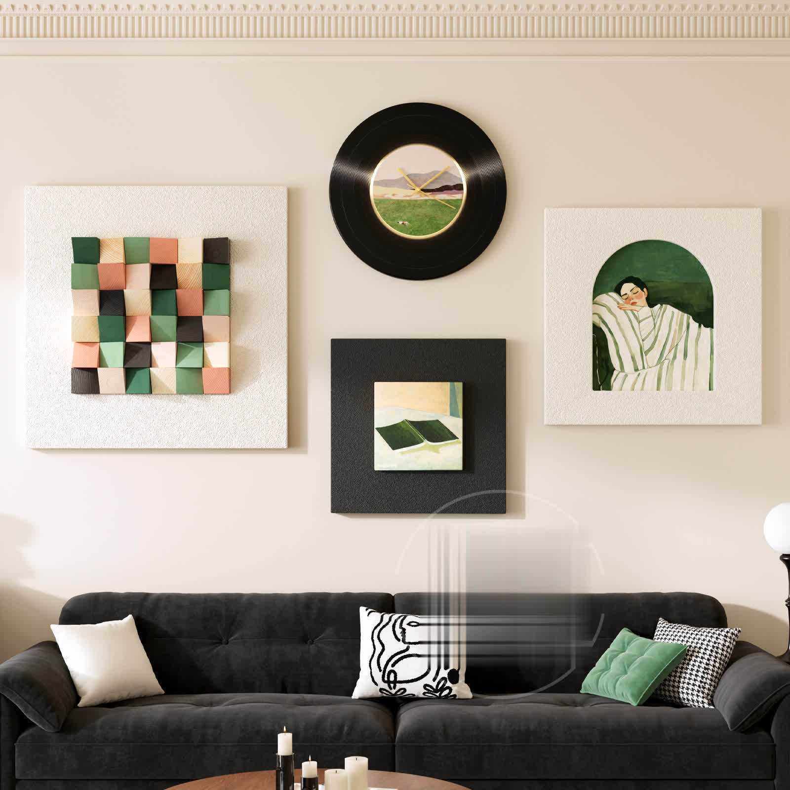 2025新款中古风3D立体高级感沙发背景墙装饰画客厅可发光时钟挂画,玩具/童车/益智/积木/模型,垂直悬浮玩具,淘宝优惠券,粉丝福利购,淘宝优惠卷