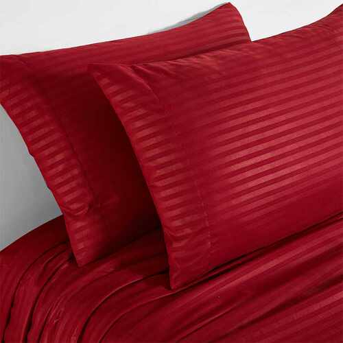 定制维欧亚马逊四件套跨境家纺 素色仿缎条纹bed sheet sets