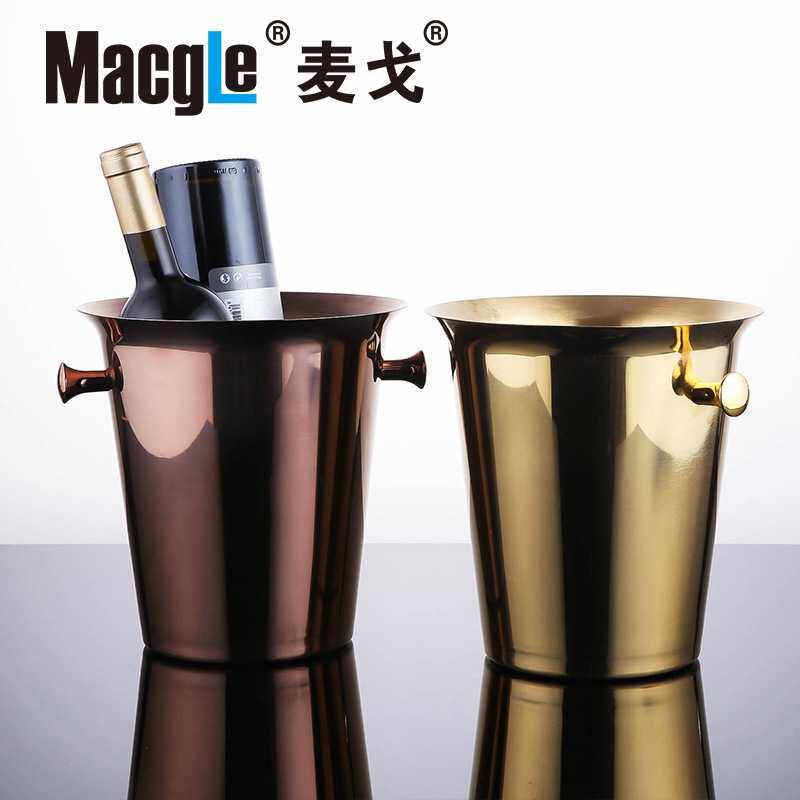 麦戈  不锈钢欧式香槟桶/ 亮光香槟冰桶/经典欧式红酒冰桶 5L