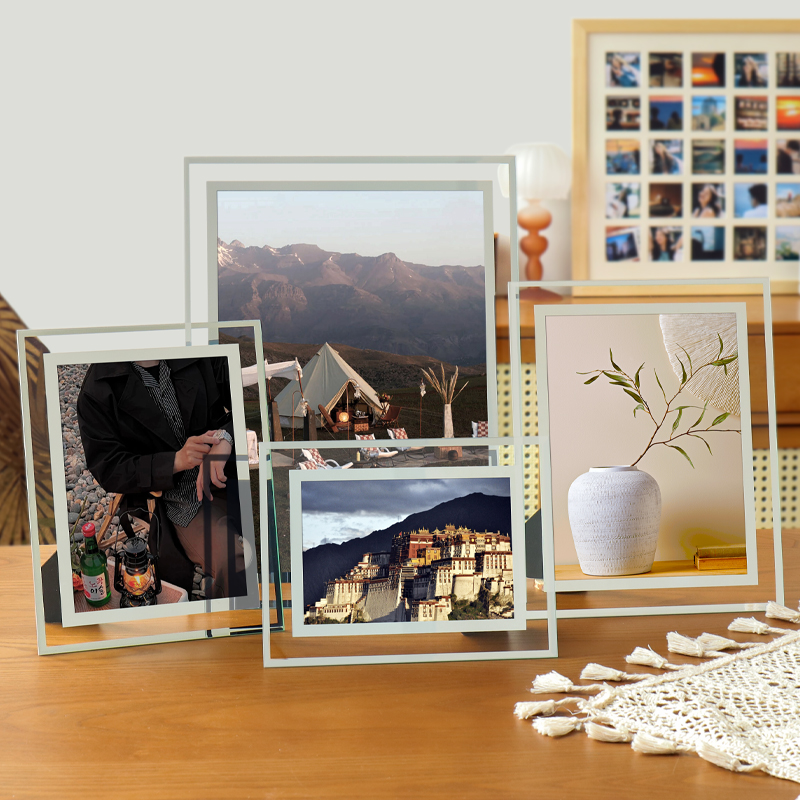玻璃相框摆台定制高级感洗照片做成相册6寸7寸8寸10高透水晶框架