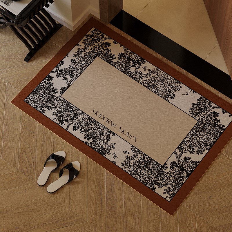 艾琳娜现代中古风玄关地垫入户垫耐脏可擦洗免洗防滑皮革地毯脚垫