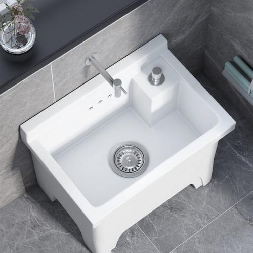 元匠高脚洗拖把池家用阳台卫生间地盆拖布池四脚落地式陶瓷大号