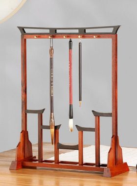 实木质毛笔架毛笔挂 新中式创意展示架工艺品 书房办公室桌面摆件