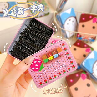 夹子发夹侧边无痕一字夹黑色紧小钢夹刘海盘发固定碎发卡头发卡子