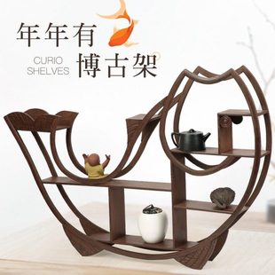 客厅博古架紫砂壶架子红木中式多宝阁置物架实木茶叶展示架柜摆件