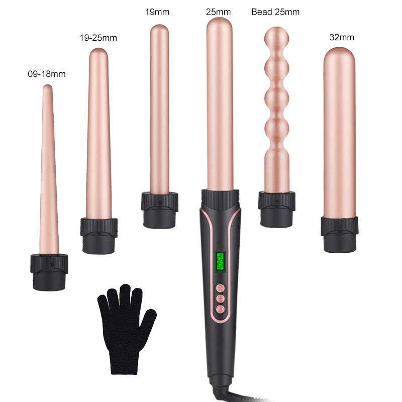 跨境多组合卷发棒5合1新款换头卷发棒LED换管卷发器开关版