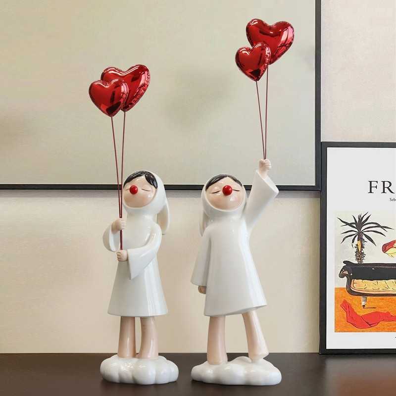 北欧创意气球女孩摆件客厅家居装饰品玄关电视柜房间桌面软装饰品