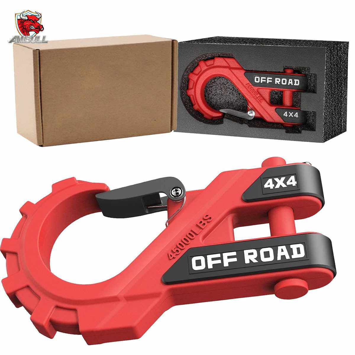 源头工厂拖车钩绞盘钩越野配件羊角滑钩黑色带舌片铝合金锻造现货