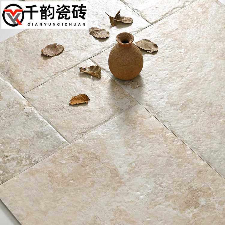 复古莱姆石瓷砖民宿别墅庭院仿古地砖客餐厅哑光防滑地砖古堡砖