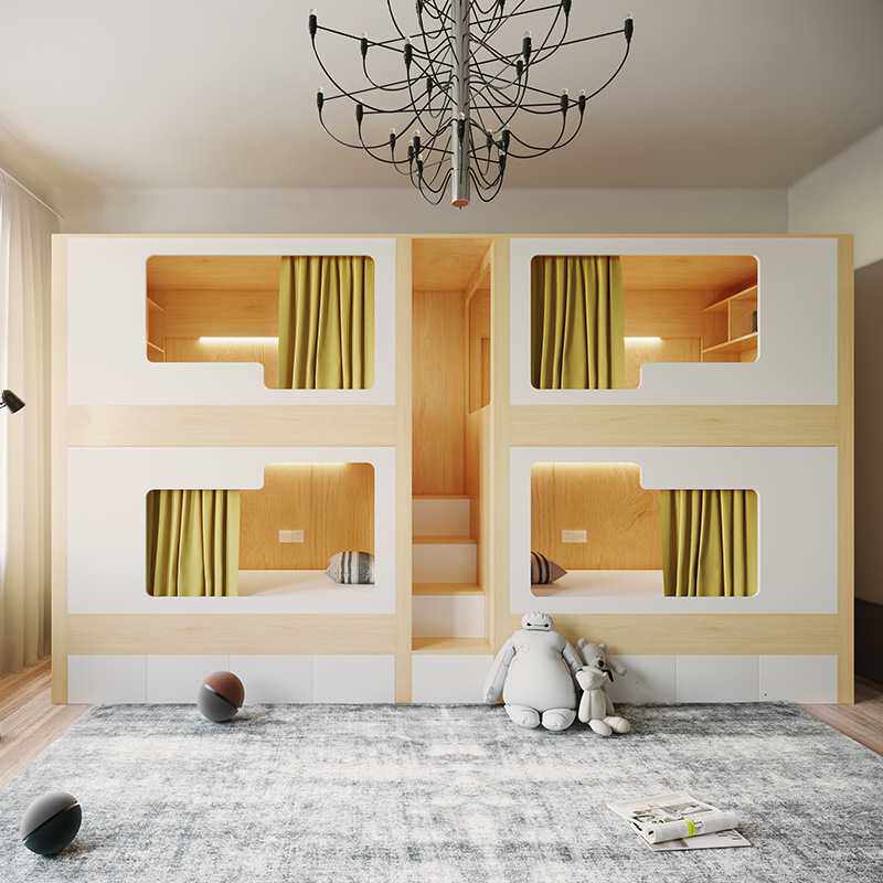 太空舱上下铺床青年旅社公寓床上下床员工宿舍儿童学生实木双层床