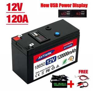 12V 120000mAh便携式可充电电池内置5V 2.1A USB电源显示充电端口