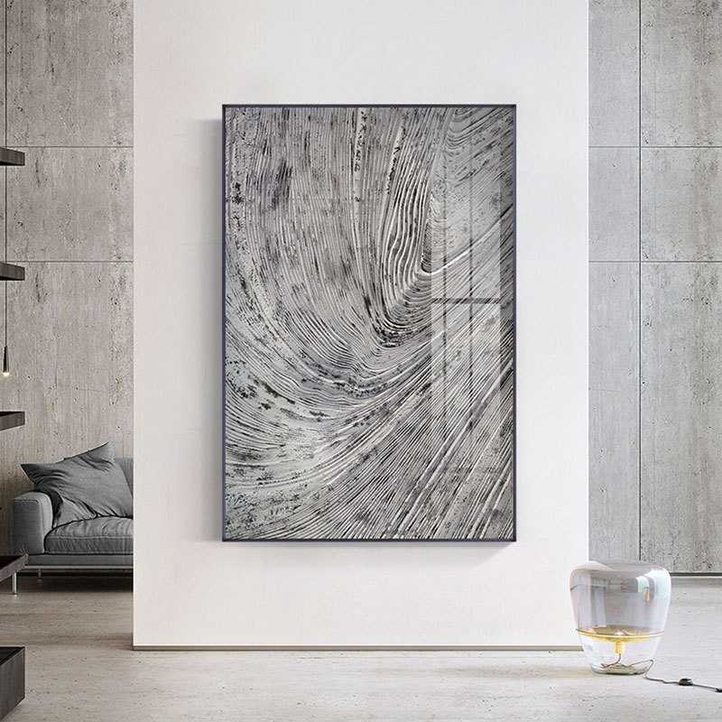现代简约黑白灰装饰画办公室抽象线条纹理小众挂画玄关样板房壁画