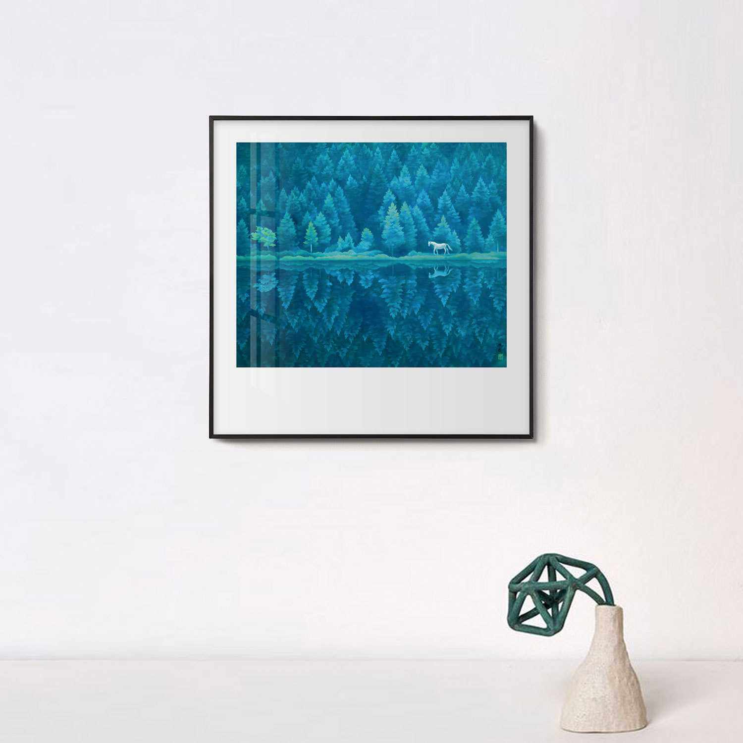 现代日式风景东山魁夷正方形艺术小众客厅装饰画卧室床头桌面摆画