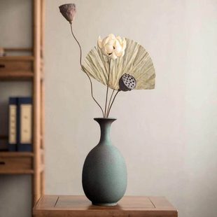 新中式复古禅意插花陶瓷花瓶客厅茶室玄关侘寂风宋代美学装饰摆件