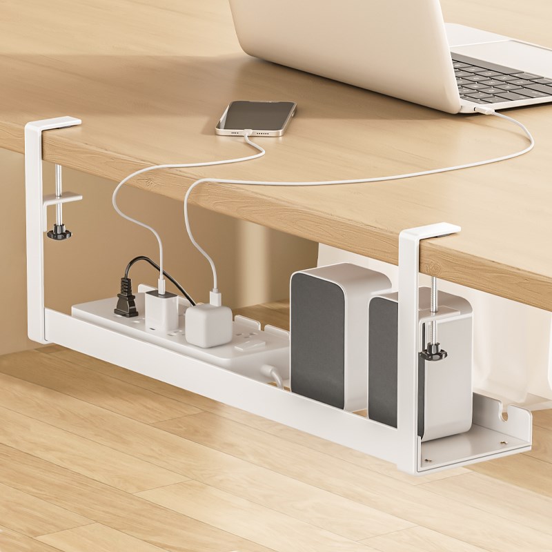 诺尔桌下理线架免打孔排r插路由器音响桌面收纳理线办公桌子走线