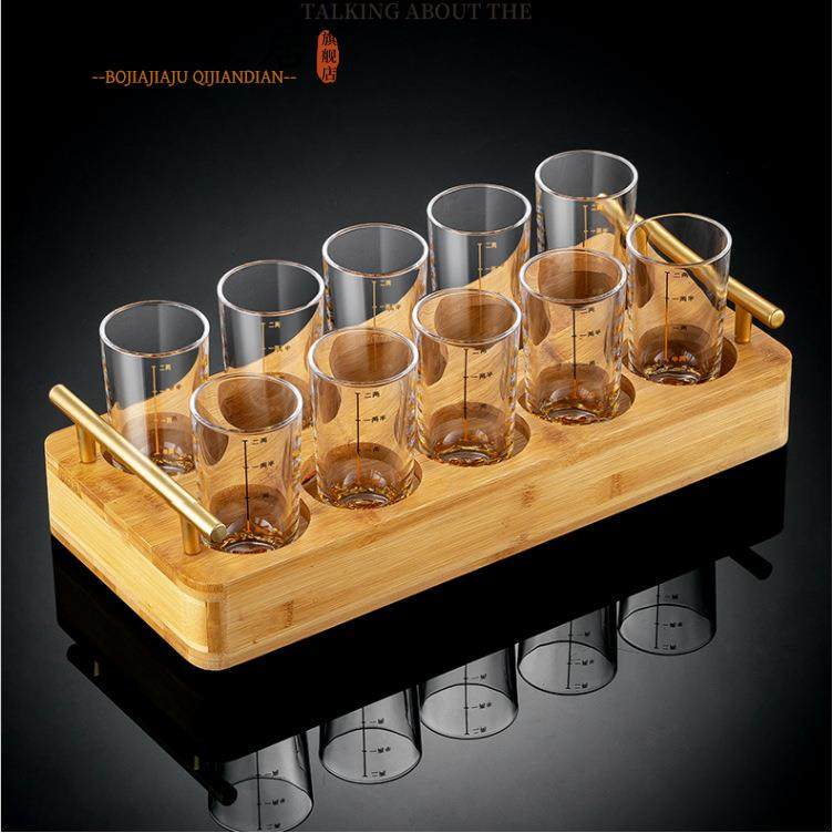 金山二两白酒杯刻度套装家用高颜值2两玻璃酒杯100ml创意酒具高档