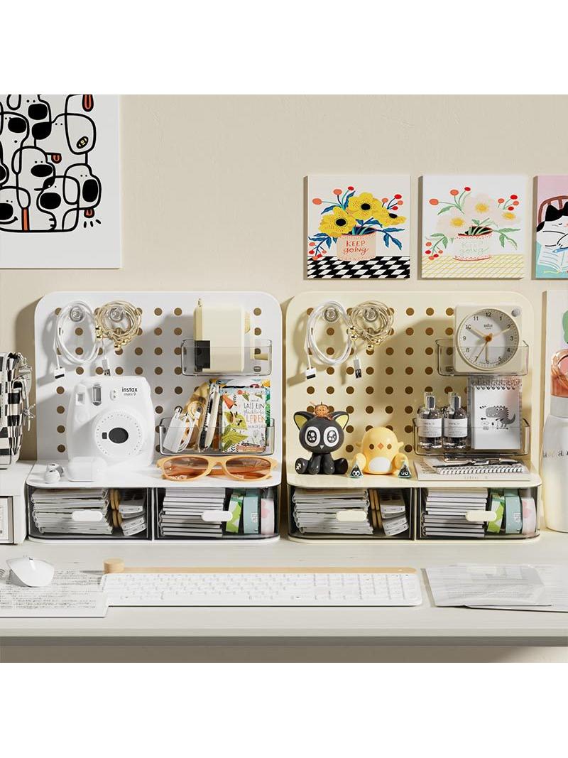 立式桌面洞洞板置物架免打孔学生书桌整理收纳盒储物架展示架子