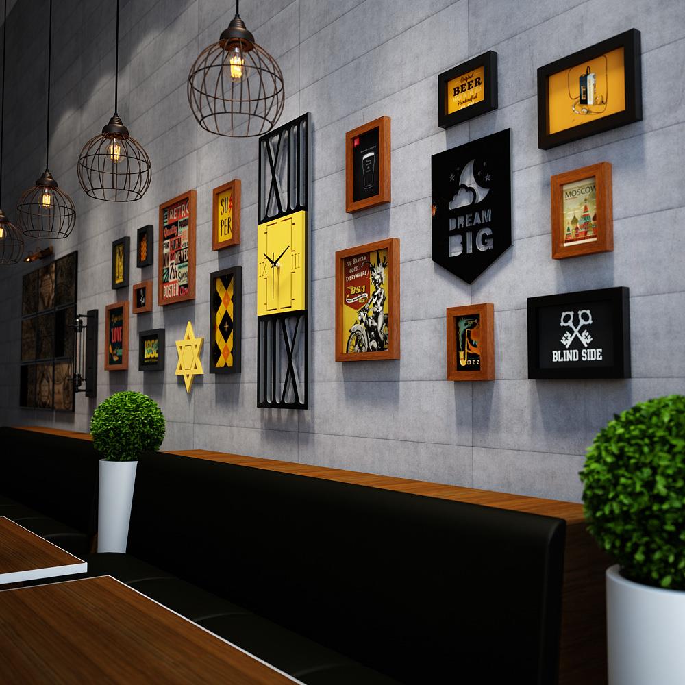 高分子_3464_照片墙混搭组合相框工业风装饰画古希腊特大真钟表