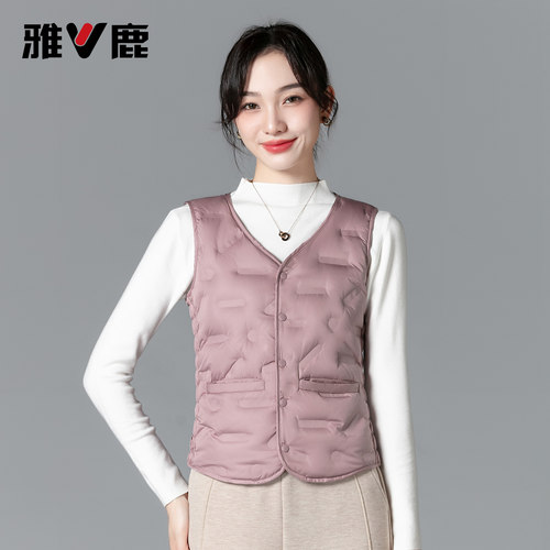 雅鹿加绒羽绒马甲女内穿小马夹