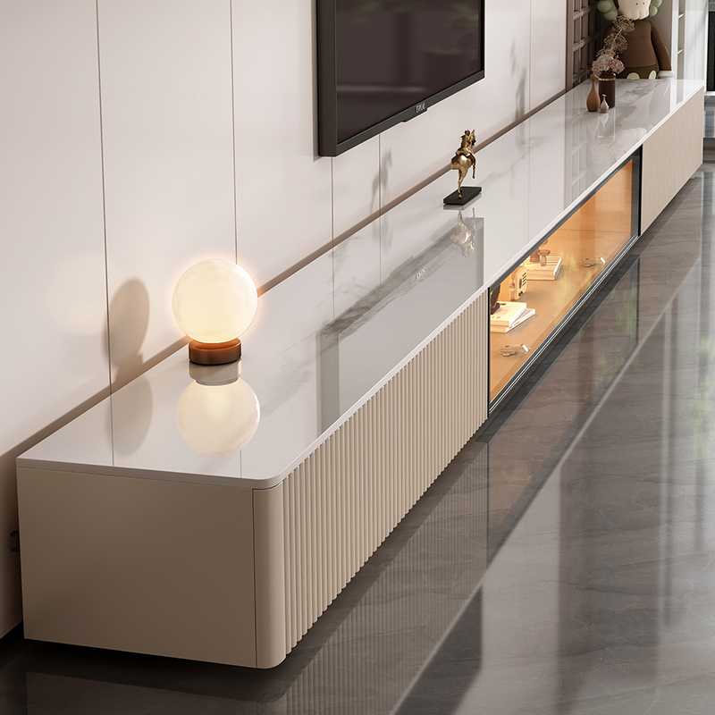 岩板电视柜现代简约小户型轻奢高级落地柜客厅家用茶几电视柜组合