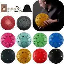 Steel Tongue Drum Set 6 Inch 8 Tune Handpan Drum Pad Tank
