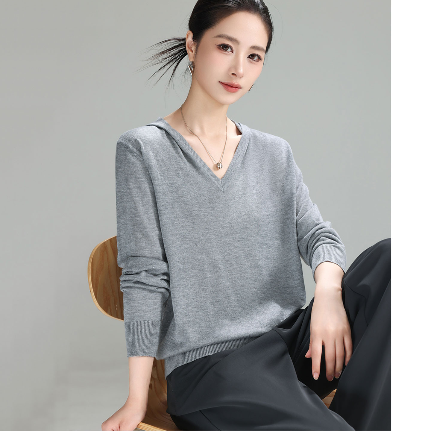 连帽针织打底衫女士毛衣