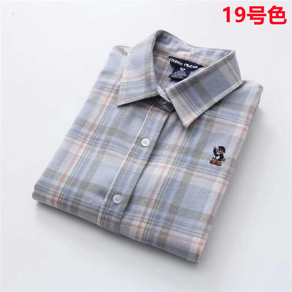 小熊磨毛格子衬衫女长袖