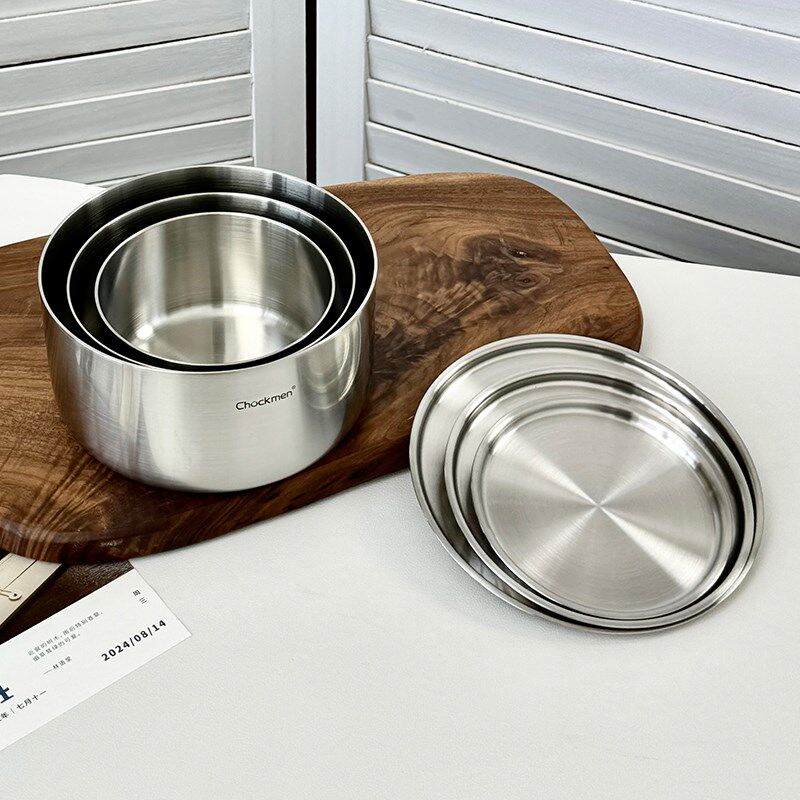 chockmen卓德铭18/10不锈钢单F层带盖碗蒸蛋小碗保鲜碗饭碗水果碗