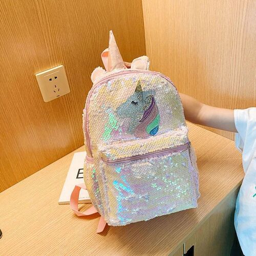 Unicorn Sequin Backpack Cartoon School Bag For Kids School B