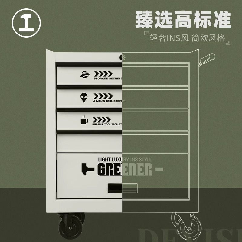 GREENER收纳车轻奢风小推车咖啡厅画室工具柜子多功能移动置物P