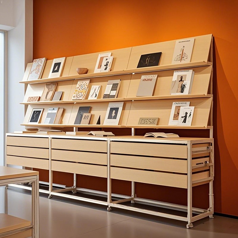 桦木海洋板铝型材展示架货架收纳展览书架文件抽屉陈列样品中岛台