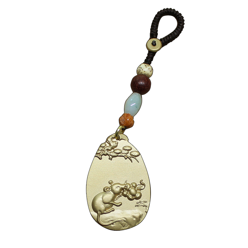 车钥匙挂件十二生肖创意平安女高档复古风男士刻字黄铜钥匙扣