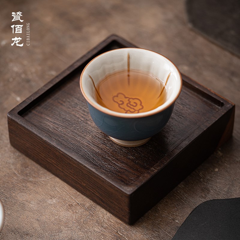 柏韵邱卫国汝窑陶瓷茶杯主人杯单杯茶盏茶具汝瓷品茗杯杯子大号