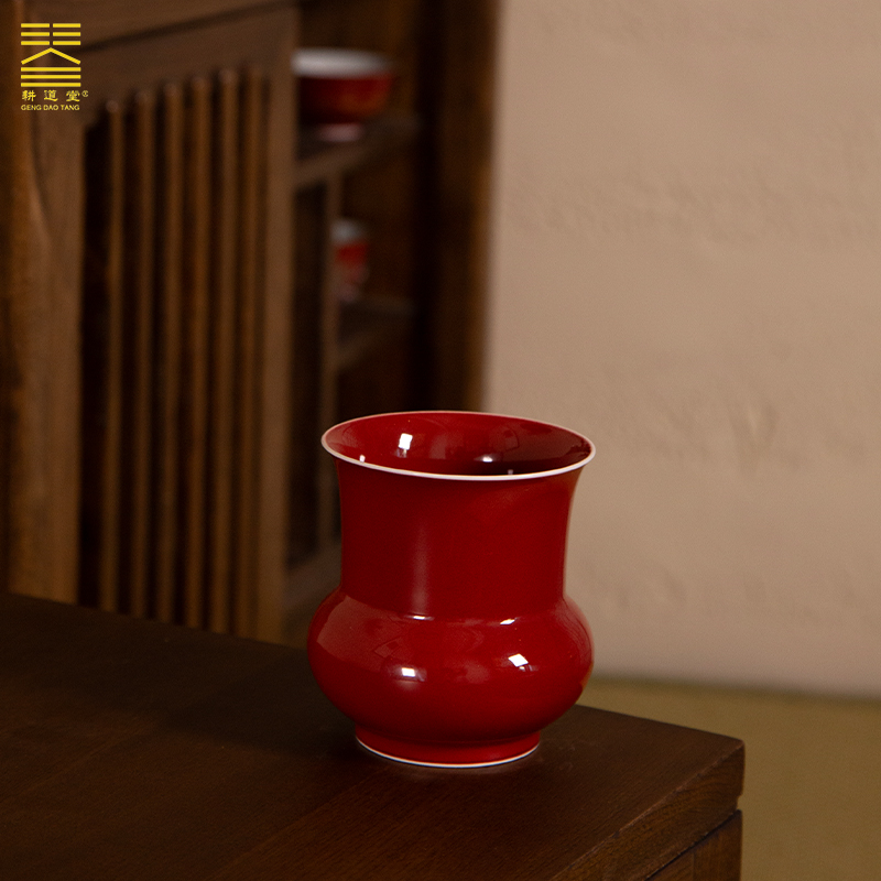 耕道堂霁红釉陶瓷优品渣斗