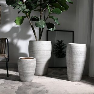 高款特大号花盆50cm以上40粗陶落地高脚陶瓷摆件客厅高筒北欧简约