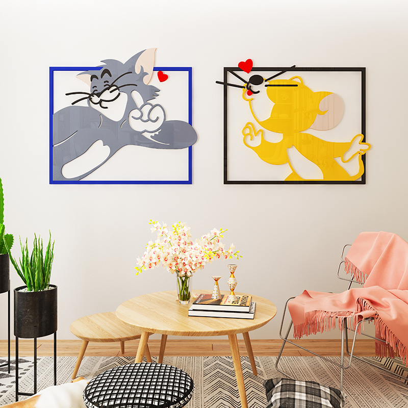猫和老鼠贴纸亚克力3d立体墙贴画创意儿童房背景墙面装饰房间床头图片