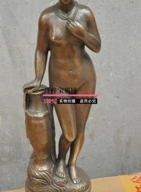 美女扶花瓶站立铜像纯铜美女欧美人物摆件