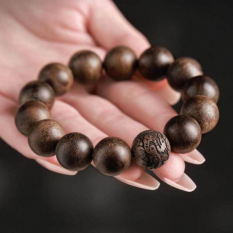 真品沉水级越南芽庄奇楠沉香手串108颗女款男士檀木檀香佛珠手链