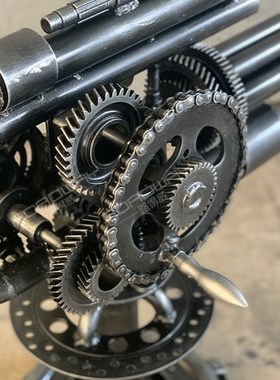 复古工业风加特林冲锋枪模型摆件酒吧餐厅创意落地金属装饰品定制