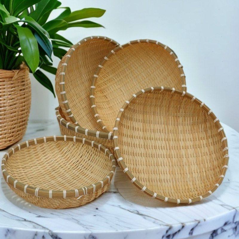 竹编簸箕圆形猫窝竹筛子农家竹制品收纳筐家用有孔水果篮洗菜圆筐,特色手工艺,竹编/竹雕,淘宝优惠券,粉丝福利购,淘宝优惠卷