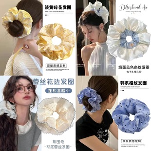 芭蕾风蓝条纹大肠发圈2025新款 发圈发绳头绳 夏季 轻奢慵懒风韩版