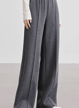 25秋冬肌理感【羊毛醋酸】灰色休闲裤加厚直筒阔腿裤25608